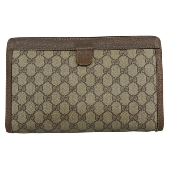 GUCCI GG Supreme Web Sherry Line Clutch Bag PVC Beige Red 89 01 033 Auth 111492 - Picture 2 of 16